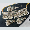 Rajwadi Collection Gold Plated Polki Kundan Stone And Pearls Choker Necklace Set