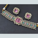 Rajwadi Collection Gold Plated Polki Kundan Stone Choker Necklace Set