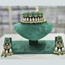 Rajwadi Collection Gold Plated Pota Stone And Pearls Choker Necklace Set
