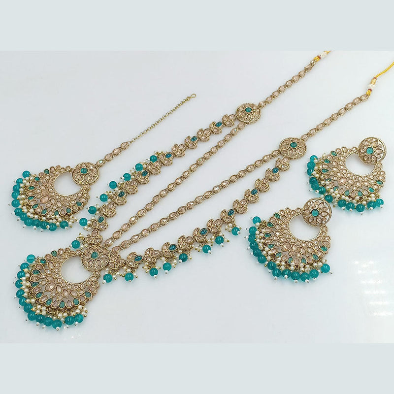 Rajwadi Collection Gold Plated Crystal Stone And Beads Long Necklace Set