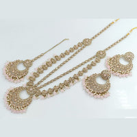 Rajwadi Collection Gold Plated Crystal Stone And Beads Long Necklace Set