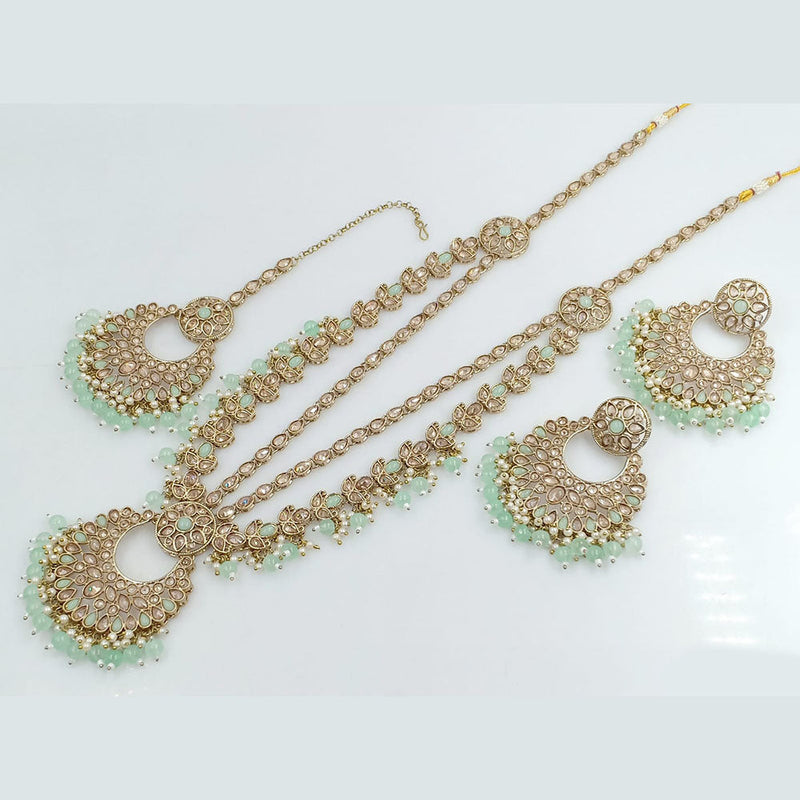 Rajwadi Collection Gold Plated Crystal Stone And Beads Long Necklace Set