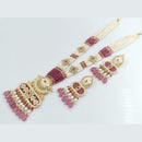 Rajwadi Collection Gold Plated Crystal Stone And Beads Meenakari Long Necklace Set