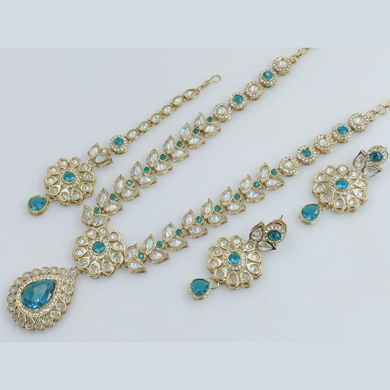 Rajwadi Collection Gold Plated Crystal Stone Necklace Set