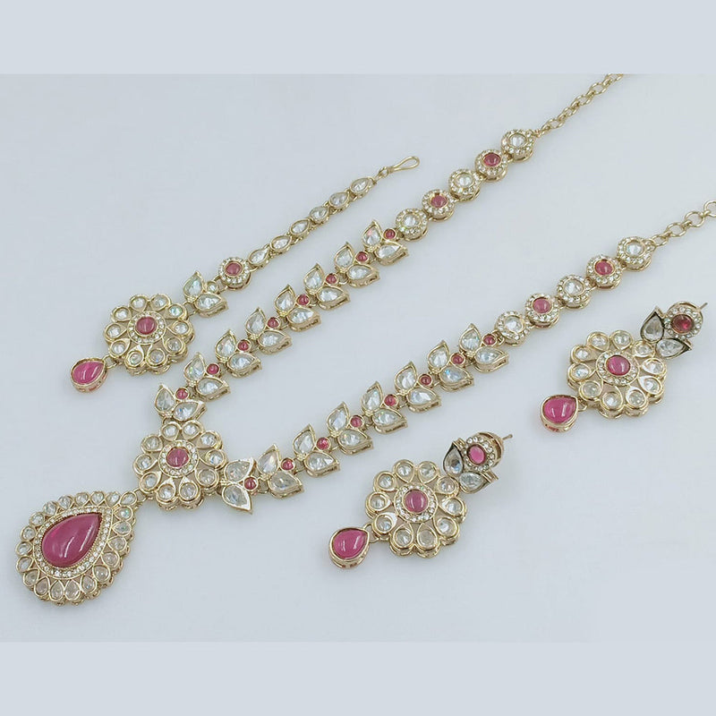 Rajwadi Collection Gold Plated Crystal Stone Necklace Set