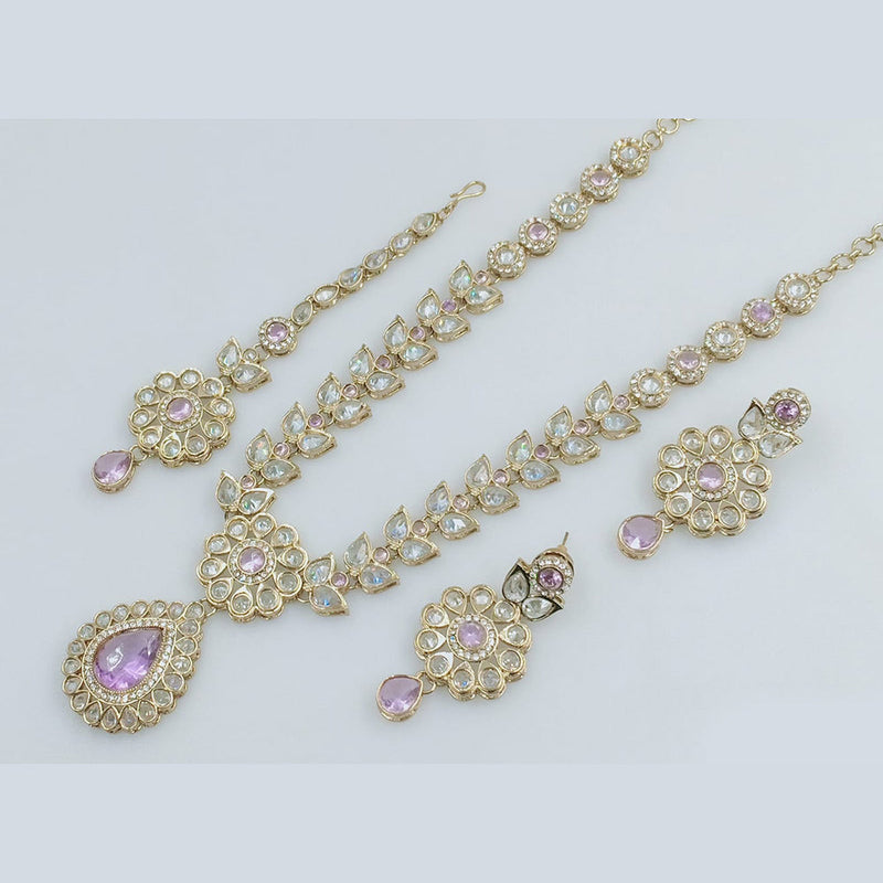 Rajwadi Collection Gold Plated Crystal Stone Necklace Set