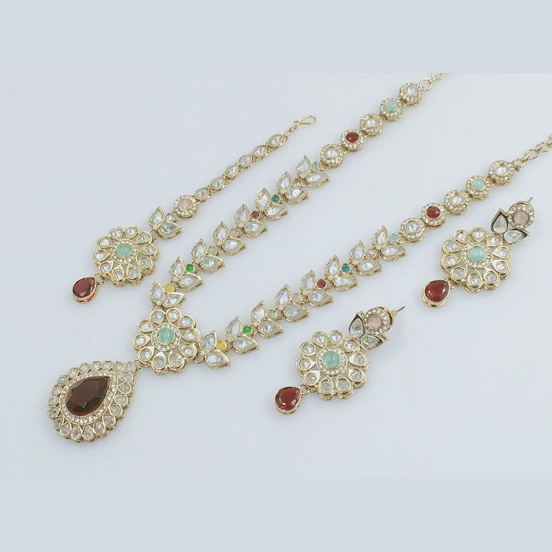 Rajwadi Collection Gold Plated Crystal Stone Necklace Set