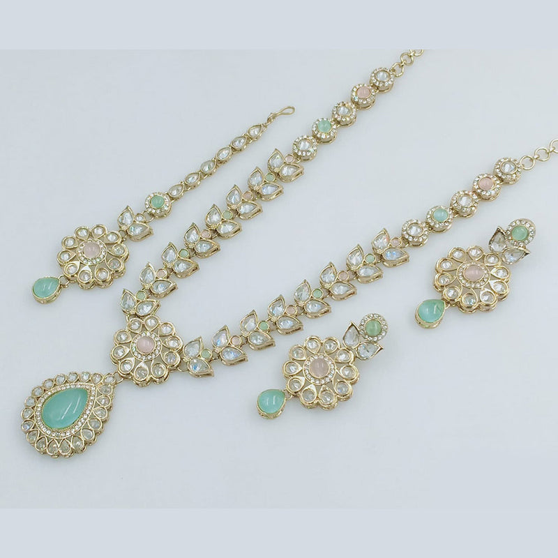 Rajwadi Collection Gold Plated Crystal Stone Necklace Set