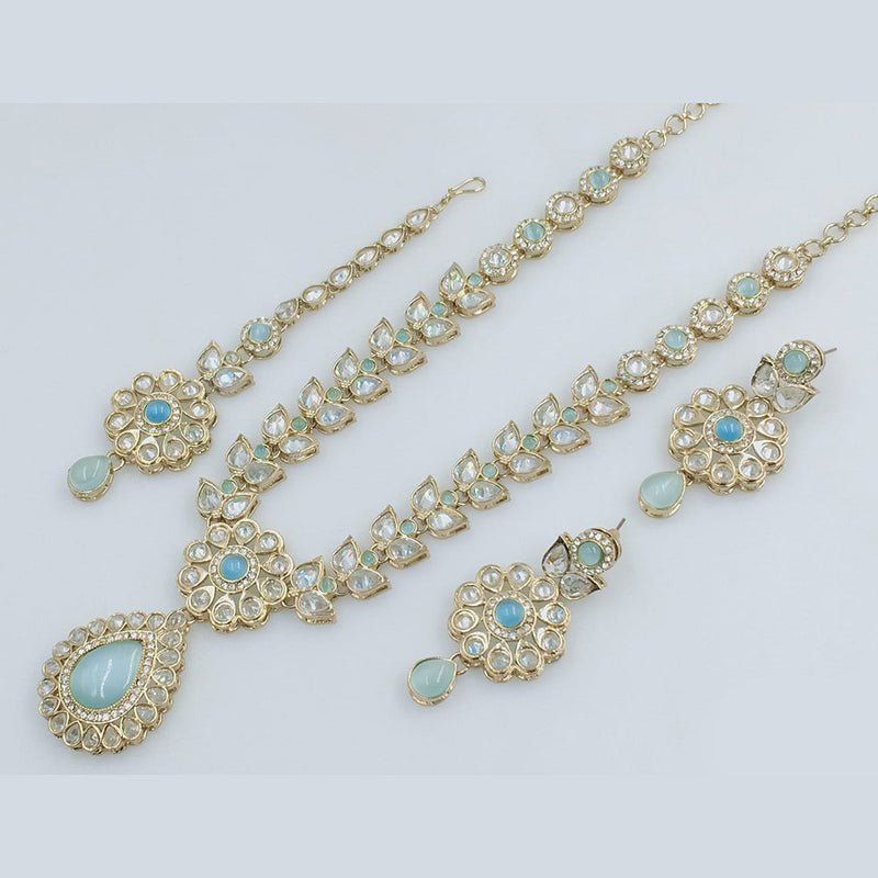 Rajwadi Collection Gold Plated Crystal Stone Necklace Set