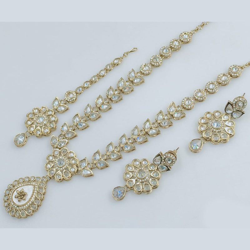 Rajwadi Collection Gold Plated Crystal Stone Necklace Set