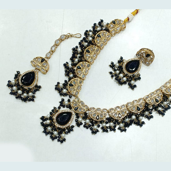 Rajwadi Collection Gold Plated Crystal Stone And Pearls Necklace Set