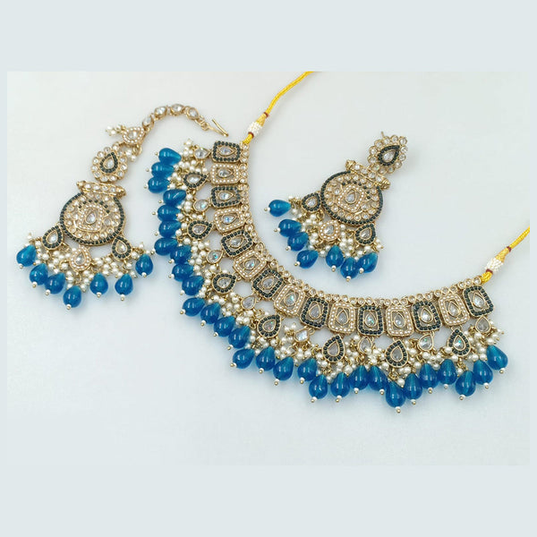 Rajwadi Collection Gold Plated Crystal Stone And Pearls Necklace Set