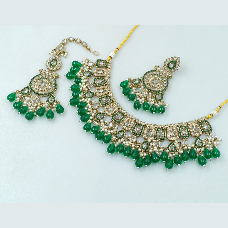 Rajwadi Collection Gold Plated Crystal Stone And Pearls Necklace Set