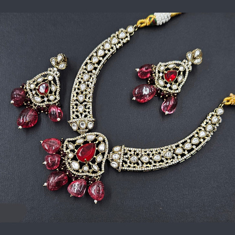 Rajwadi Collection Gold Plated American Diamond Necklace Set