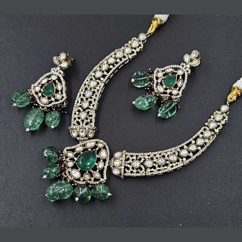 Rajwadi Collection Gold Plated American Diamond Necklace Set