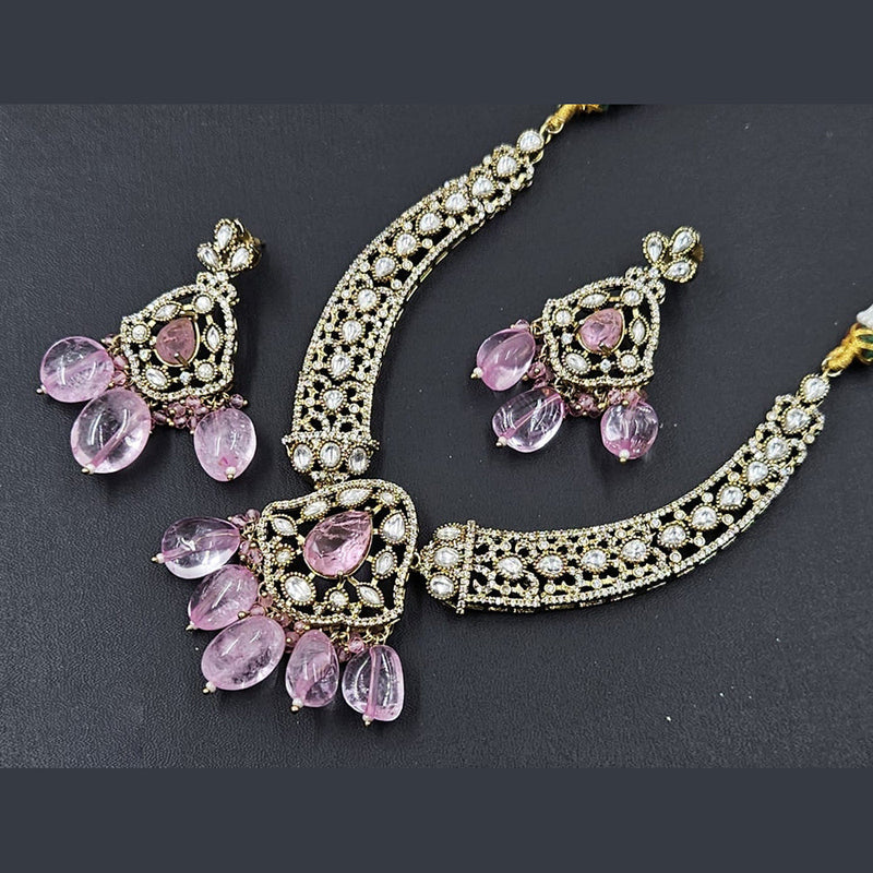 Rajwadi Collection Gold Plated American Diamond Necklace Set