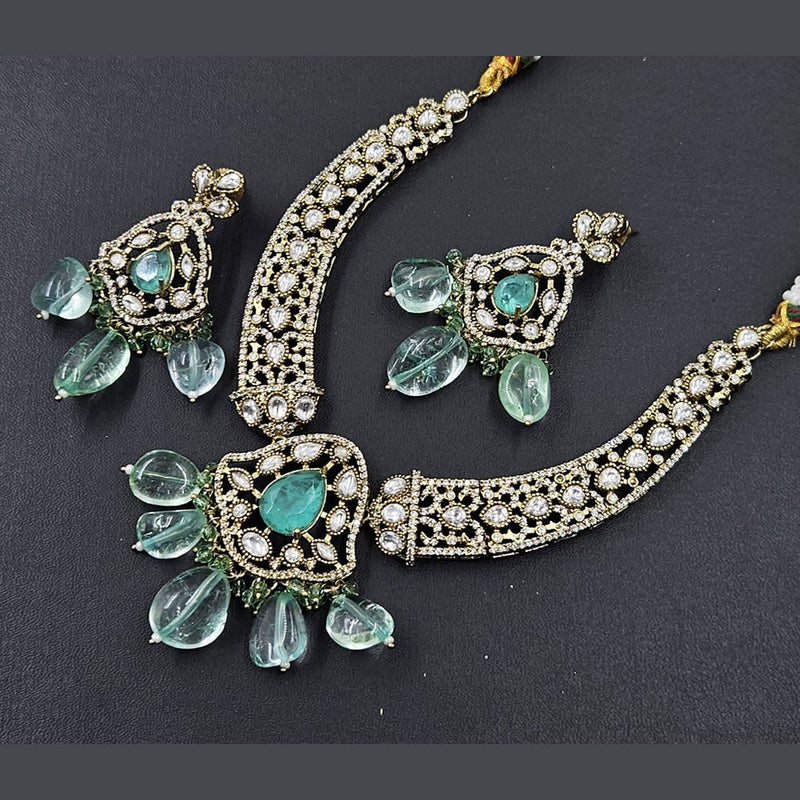 Rajwadi Collection Gold Plated American Diamond Necklace Set