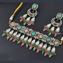 Rajwadi Collection Gold Plated American Diamond And Beads Choker Necklace Set