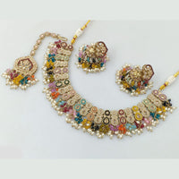 Rajwadi Collection Gold Plated Crystal Stone And Pearls Necklace Set