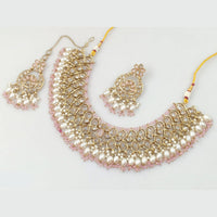 Rajwadi Collection Gold Plated Crystal Stone And Pearls Necklace Set