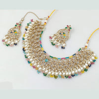 Rajwadi Collection Gold Plated Crystal Stone And Pearls Necklace Set