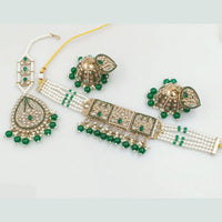Rajwadi Collection Gold Plated Crystal Stone And Pearls Choker Necklace Set