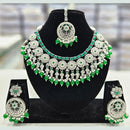 Rajwadi Collection Silver Plated Crystal Stone And Pearls Necklace Set