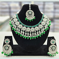Rajwadi Collection Silver Plated Crystal Stone And Pearls Necklace Set