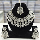 Rajwadi Collection Silver Plated Crystal Stone And Pearls Necklace Set
