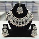 Rajwadi Collection Silver Plated Crystal Stone And Pearls Necklace Set