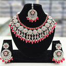 Rajwadi Collection Silver Plated Crystal Stone And Pearls Necklace Set