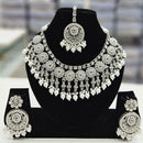 Rajwadi Collection Silver Plated Crystal Stone And Pearls Necklace Set
