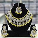 Rajwadi Collection Silver Plated Crystal Stone And Pearls Necklace Set