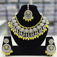 Rajwadi Collection Silver Plated Crystal Stone And Pearls Necklace Set