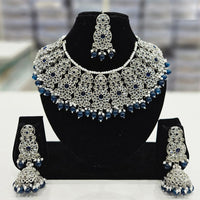 Rajwadi Collection Silver Plated Crystal Stone And Pearls Necklace Set