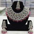 Rajwadi Collection Silver Plated Crystal Stone And Pearls Necklace Set