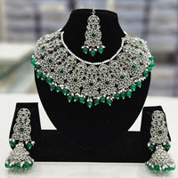 Rajwadi Collection Silver Plated Crystal Stone And Pearls Necklace Set