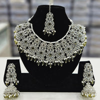 Rajwadi Collection Silver Plated Crystal Stone And Pearls Necklace Set