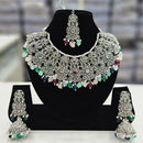 Rajwadi Collection Silver Plated Crystal Stone And Pearls Necklace Set