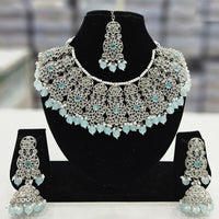 Rajwadi Collection Silver Plated Crystal Stone And Pearls Necklace Set