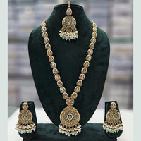 Rajwadi Collection Gold Plated Crystal Stone And Pearls Long Necklace Set
