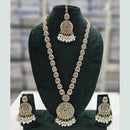 Rajwadi Collection Gold Plated Crystal Stone And Pearls Long Necklace Set