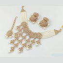 Rajwadi Collection Gold Plated Crystal Stone And Pearls Necklace Set