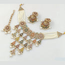 Rajwadi Collection Gold Plated Crystal Stone And Pearls Necklace Set