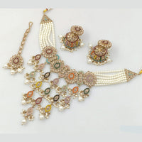 Rajwadi Collection Gold Plated Crystal Stone And Pearls Necklace Set