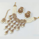 Rajwadi Collection Gold Plated Crystal Stone And Pearls Necklace Set