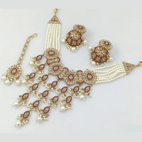 Rajwadi Collection Gold Plated Crystal Stone And Pearls Necklace Set
