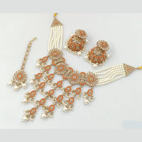 Rajwadi Collection Gold Plated Crystal Stone And Pearls Necklace Set