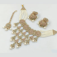 Rajwadi Collection Gold Plated Crystal Stone And Pearls Necklace Set