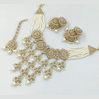 Rajwadi Collection Gold Plated Crystal Stone And Pearls Necklace Set